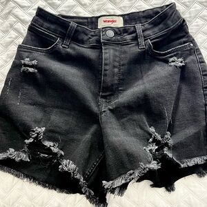 Wrangler Black Distressed Jean Shorts High-Waisted